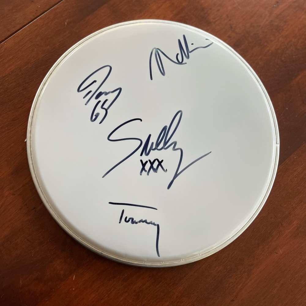 Rock Band Godsmack signed autographed drum head and XL Hockey Jersey